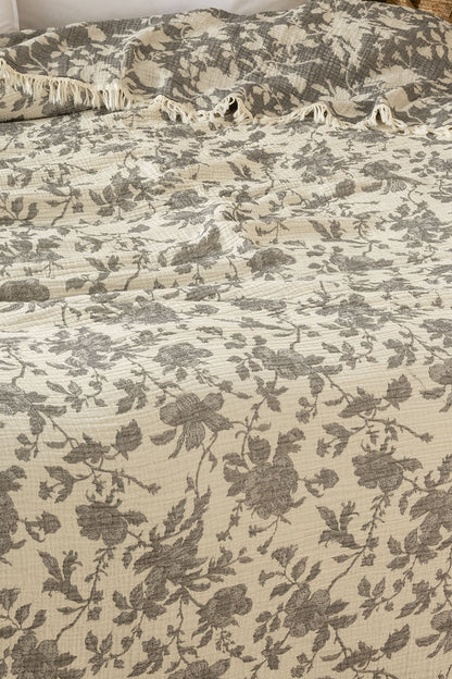 Azure Jakarlı 4 Katlı Müslin Pike / Yatak Örtüsü %100 Pamuk