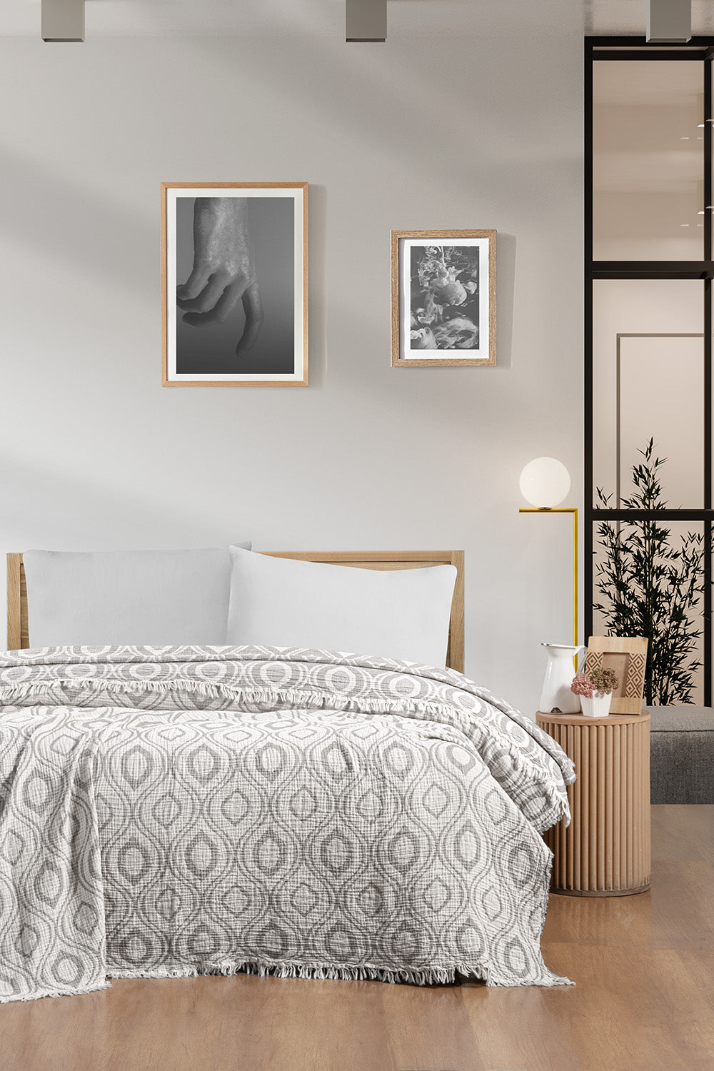 Caruso 3 Katlı Jakarlı Müslin Pike / Yatak Örtüsü %100 Pamuk