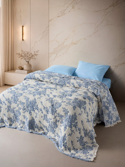Rosalie 5 Katlı Dolgulu Müslin Çift Kişilik Yatak Örtüsü (230x250 cm) %100 Pamuk | Evfendi