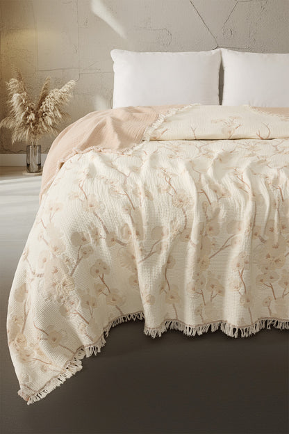 Daisy 5-Layer Filled Muslin Double Bed Quilt / Bed Cover (220x240 cm) 100% Cotton