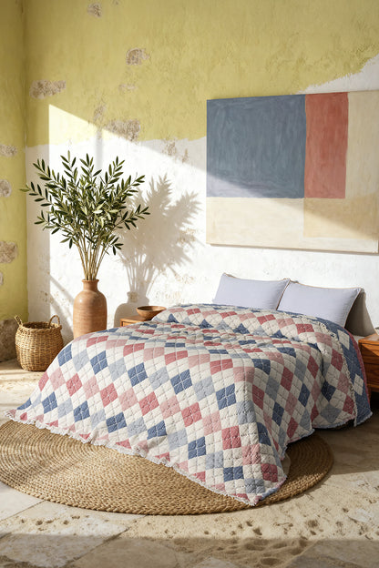 Elaris 5-Layer Filled Muslin Double Quilt / Bed Cover (220x240 cm) 100% Cotton