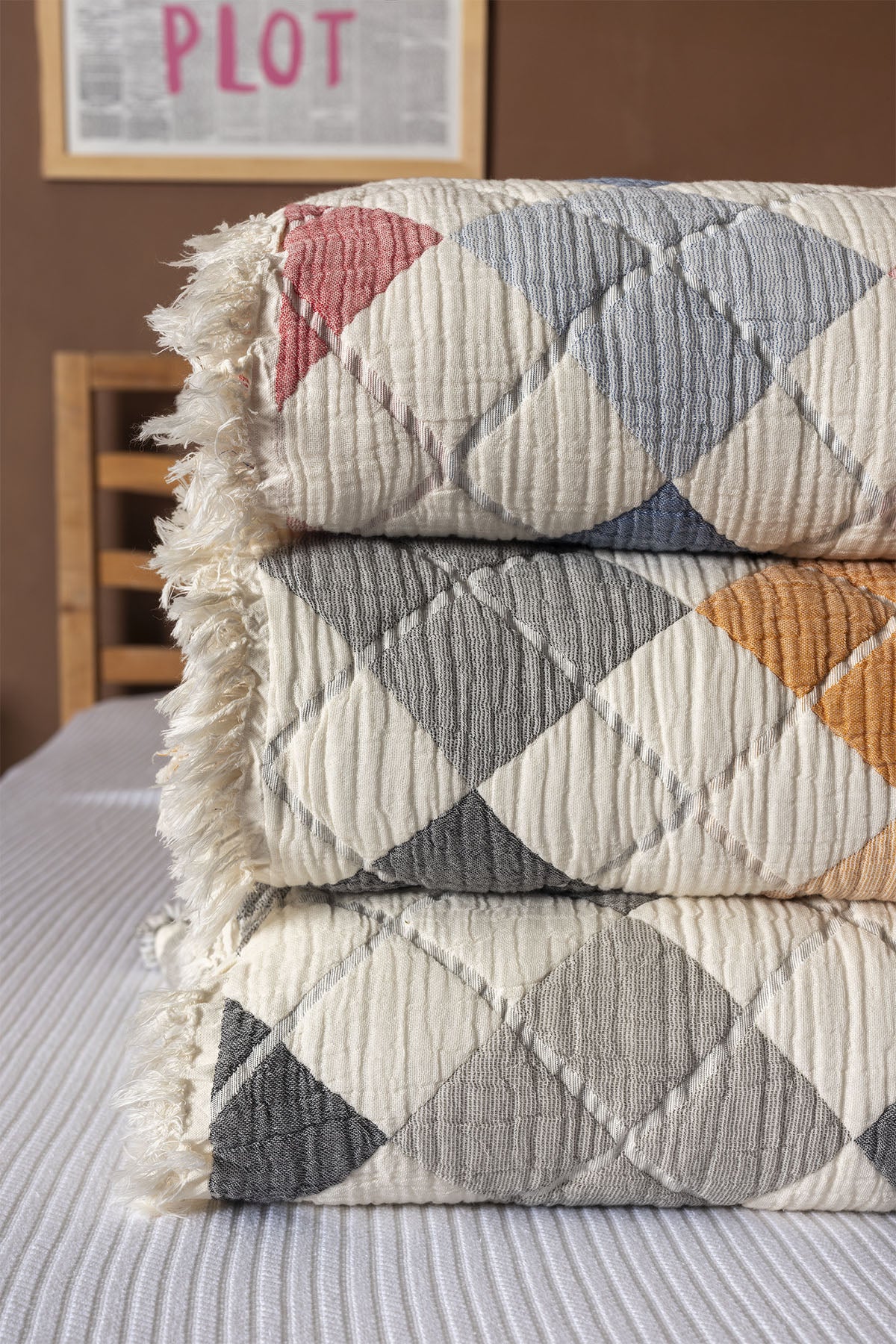 Elaris 5-Layer Filled Muslin Double Quilt / Bed Cover (220x240 cm) 100% Cotton