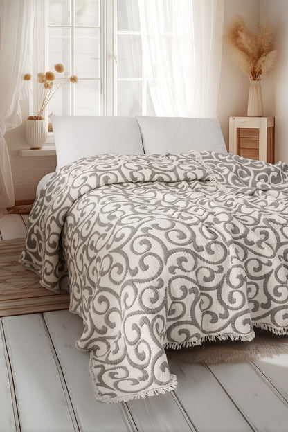 Divan 5 Katlı Dolgulu Müslin Çift Kişilik Yorgan / Yatak Örtüsü (220x240 cm) %100 Pamuk