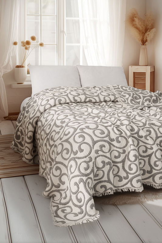 Divan 5 Katlı Dolgulu Müslin Çift Kişilik Yorgan / Yatak Örtüsü (220x240 cm) %100 Pamuk