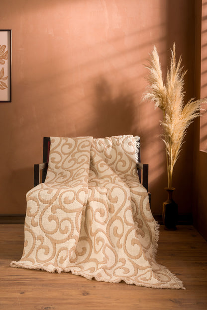 Divan 5 Katlı Dolgulu Müslin Çift Kişilik Yorgan / Yatak Örtüsü (220x240 cm) %100 Pamuk