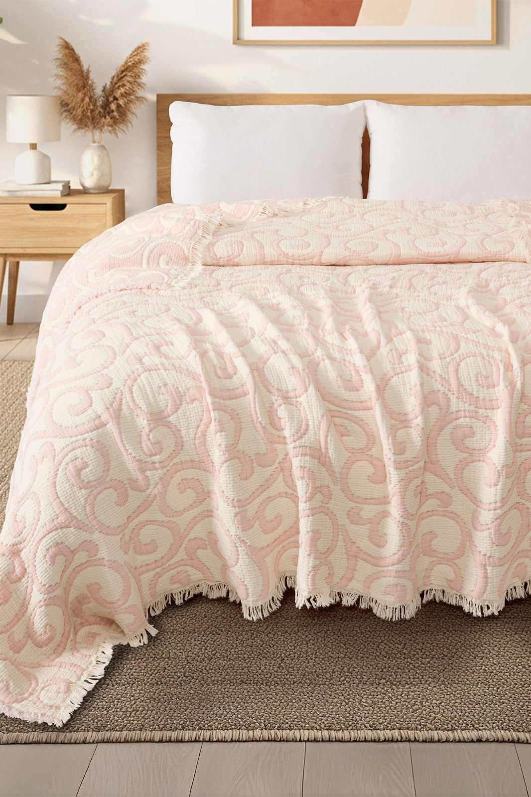 Divan 5 Katlı Dolgulu Müslin Çift Kişilik Yorgan / Yatak Örtüsü (220x240 cm) %100 Pamuk