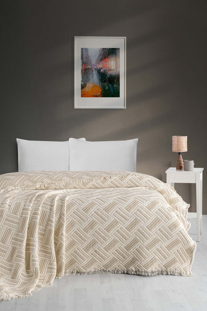 Luxury 5 Katlı Dolgulu Müslin Çift Kişilik Yorgan / Yatak Örtüsü (220x240 cm) %100 Pamuk | Evfendi