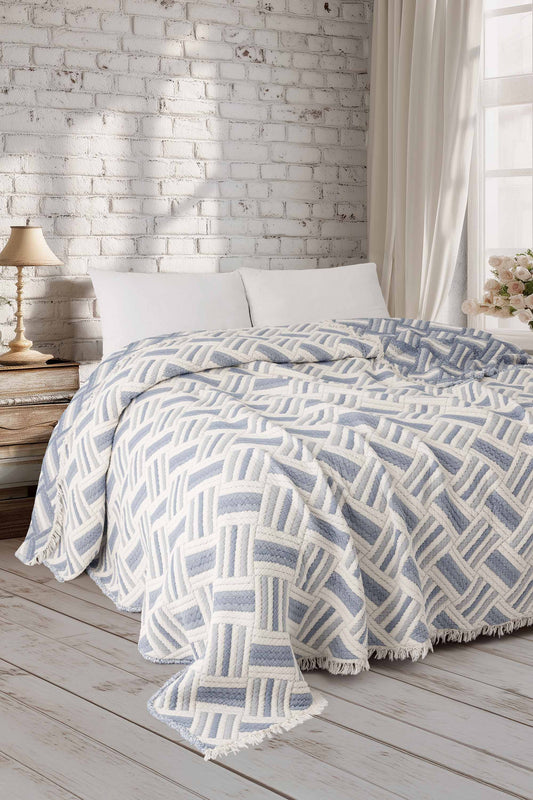 Luxury 5 Katlı Dolgulu Müslin Çift Kişilik Yorgan / Yatak Örtüsü (220x240 cm) %100 Pamuk | Evfendi