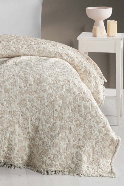 Sultans 5 Katlı Dolgulu Müslin Çift Kişilik Yorgan / Yatak Örtüsü (220x240 cm) %100 Pamuk