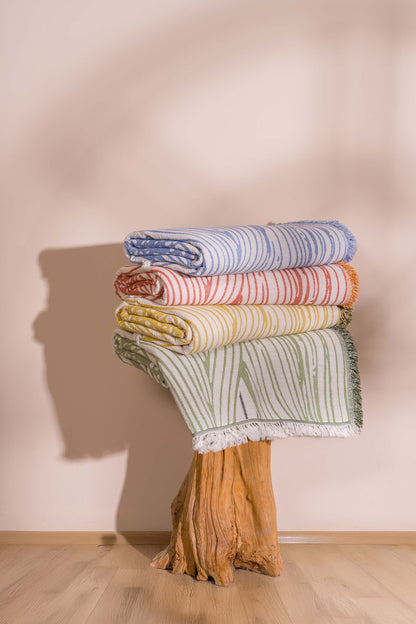 Sunflower 4-Layer Jumbo Jacquard Panel Pattern Muslin Blanket / Bedspread %100 Cotton