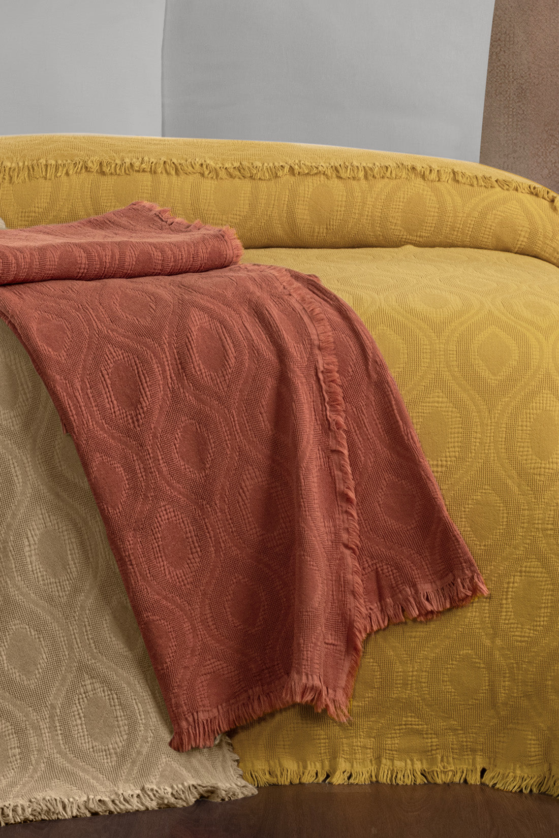 Grid Jakarlı Waffle Müslin Parça Boyama Pike %100 Pamuk