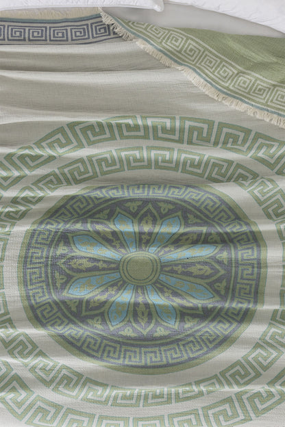 Helios 4 Katlı Jumbo Jakarlı Pano Desen Müslin Pike / Yatak Örtüsü %100 Pamuk