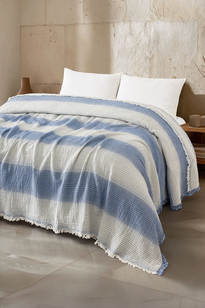 LLC Loom Line Collection 4 Katlı Armürlü Müslin Pike / Yatak Örtüsü %100 Pamuk