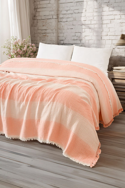 LLC Loom Line Collection 4 Katlı Armürlü Müslin Pike / Yatak Örtüsü %100 Pamuk