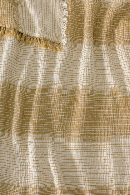 LLC Loom Line Collection 4 Katlı Armürlü Müslin Pike / Yatak Örtüsü %100 Pamuk