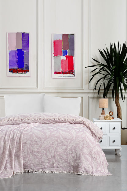 Plume 3 Katlı Jakarlı Müslin Pike / Yatak Örtüsü %100 Pamuk