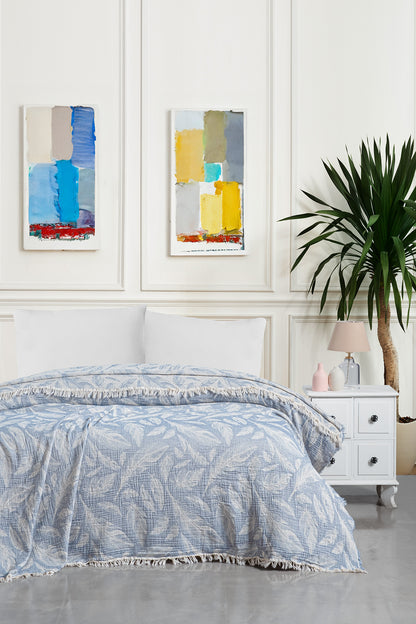 Plume 3 Katlı Jakarlı Müslin Pike / Yatak Örtüsü %100 Pamuk