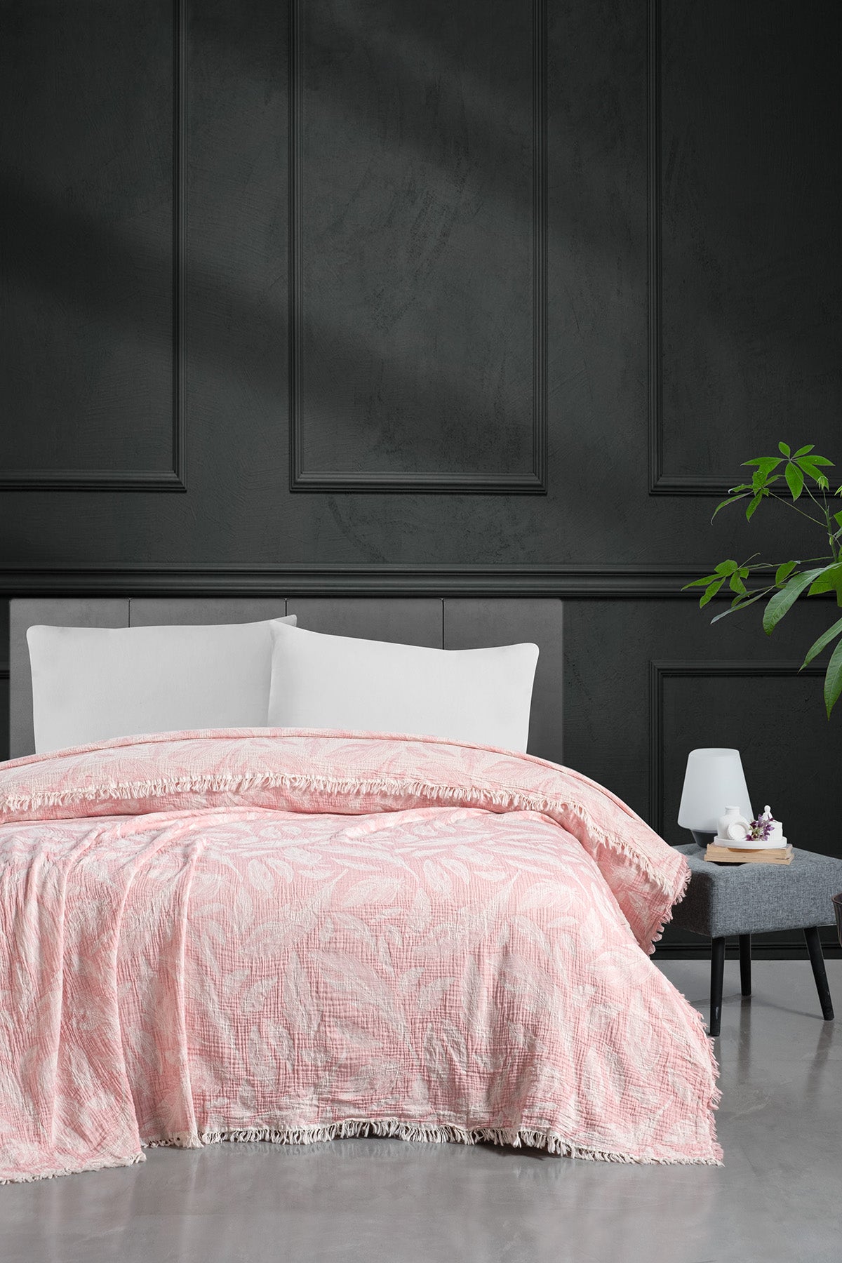 Plume 3 Katlı Jakarlı Müslin Pike / Yatak Örtüsü %100 Pamuk