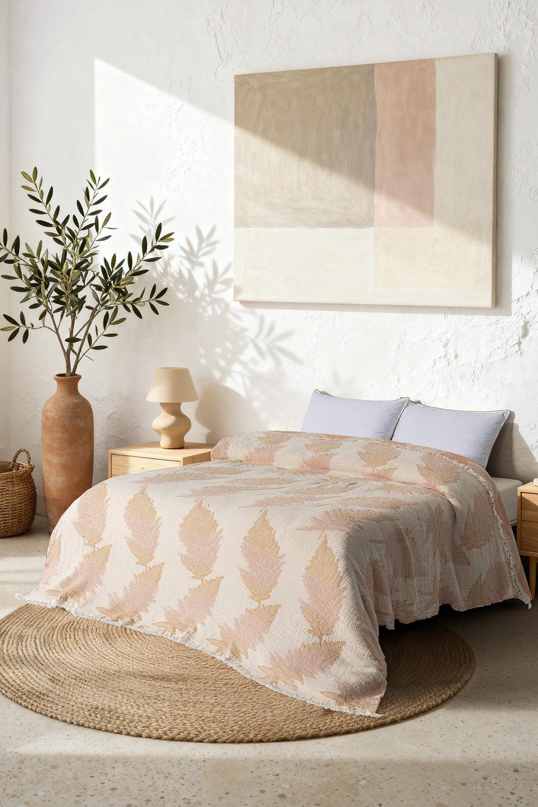 Patara 3 Katlı Jakarlı Müslin Pike / Yatak Örtüsü %100 Pamuk