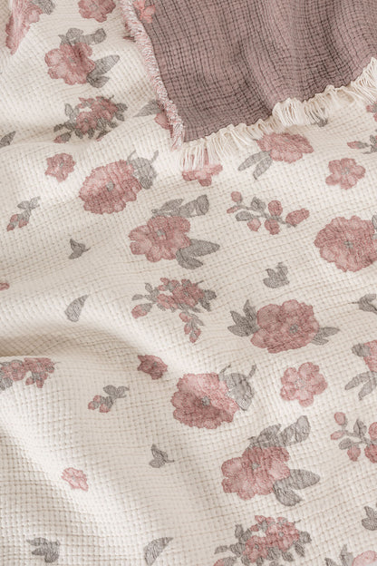 Rose 5-Layer Filled Muslin Double Bed Quilt / Bedspread (220x240 cm) 100% Cotton