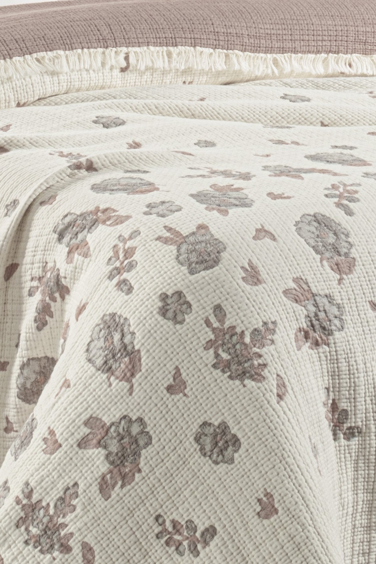 Rose 5-Layer Filled Muslin Double Bed Quilt / Bedspread (220x240 cm) 100% Cotton