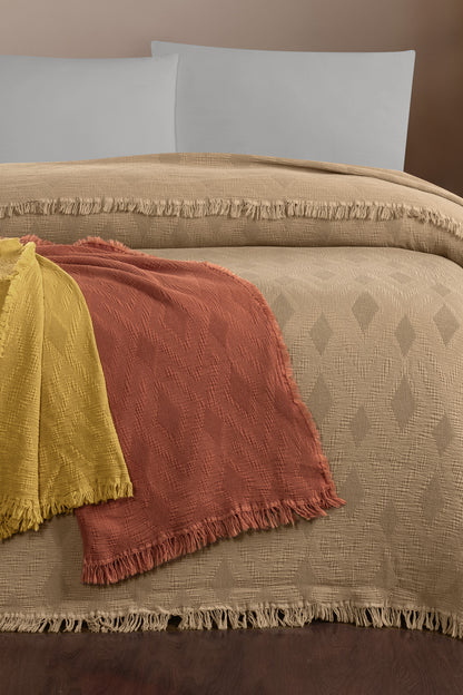 Trio Jakarlı Waffle Müslin Parça Boyama Pike %100 Pamuk