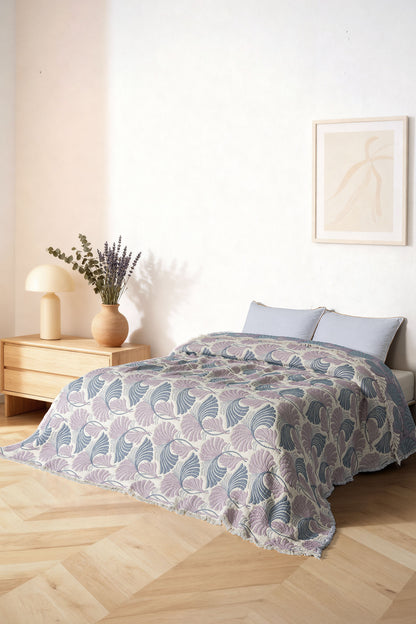 Velora 5-Layer Filled Muslin Double Bed Quilt / Bed Cover (220x240 cm) 100% Cotton