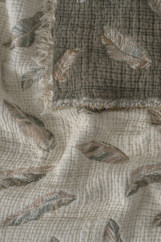 Zephira 5 Katlı Dolgulu Müslin Çift Kişilik Yatak Örtüsü (230x250 cm) %100 Pamuk | Evfendi