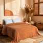 Grid Jakarlı Waffle Müslin Parça Boyama Pike %100 Pamuk - Turuncu